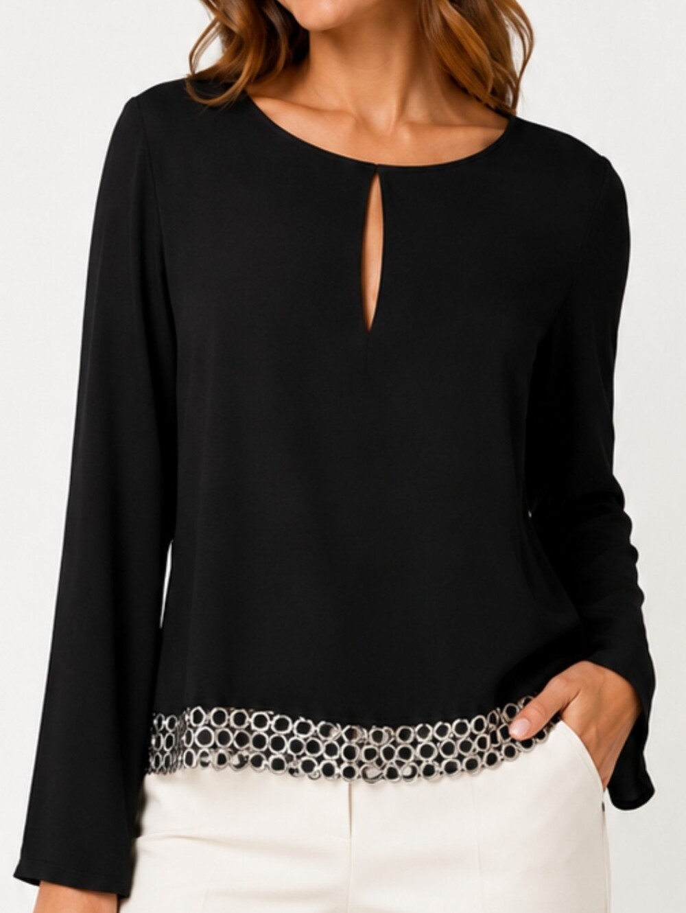 Rare Zara Small Y2K Chain Link Bottom Long Sleeved Solid Black